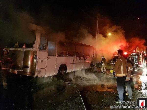 اتوبوس آتش گرفته