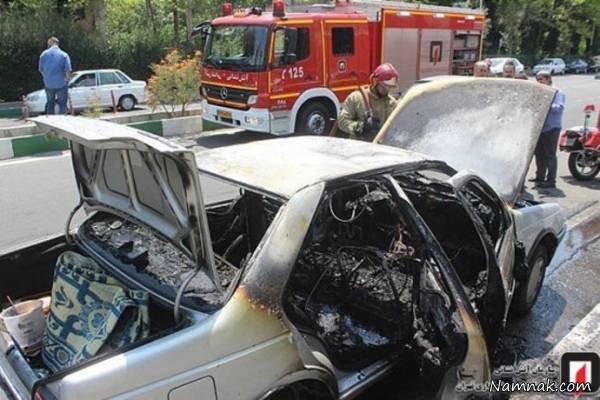 آتش گرفتن پژو 405 سوختن خودروی پژو 405