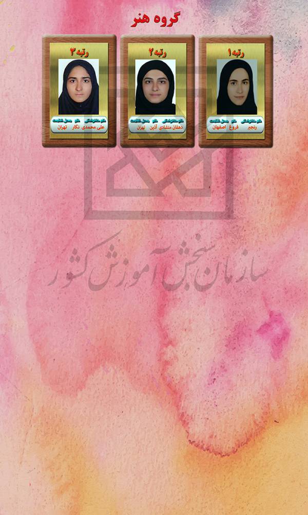 برترین های کنکور تجربی نفرات برتر گروه هنر