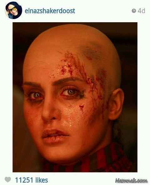 الناز شاکردوست با سری تراشیده در فیلم بوی گندم