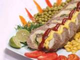 رولت دورنگ با گوشت و مرغ