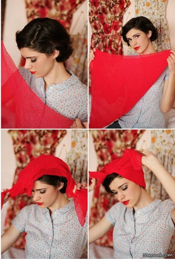 آموزش بستن دستمال سر به زیباترین شیوه های تابستانه+ تصاویر دستمال سر