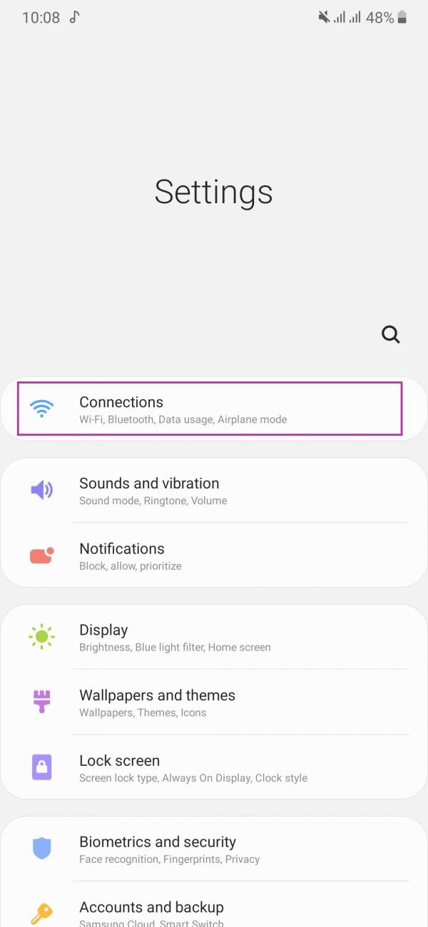 گزینه کانکشن را انتخاب کنید تنظیمات اینترنت رایتل