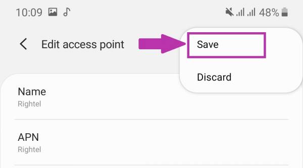 تنظیمات ثبت شده را ذخیره کنید تنظیمات اینترنت رایتل