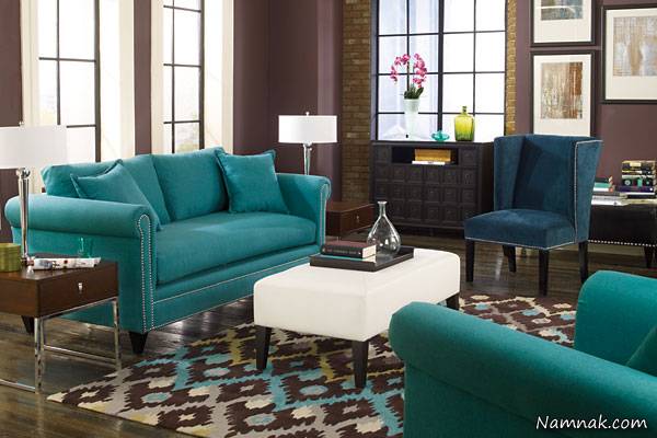 رنگ آبی و قهوه ای در منزل رنگ آبی در منزل