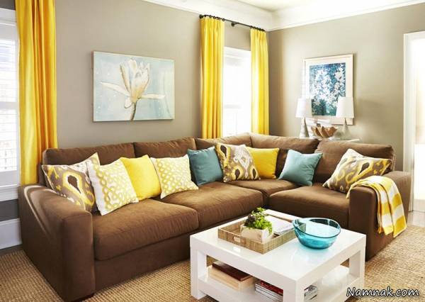 رنگ زرد و قهوه ای در دکوراسیون منزل منزل رنگ زرد