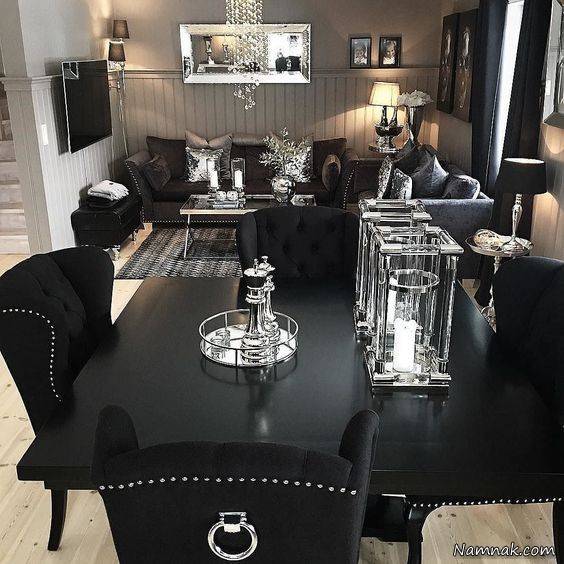 دکوراسیون پذیرایی مدرن مشکی رنگ دکوراسیون پذیرایی