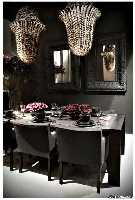 دکوراسیون اتاق غذاخوری با تم تیره اتاق غذاخوری