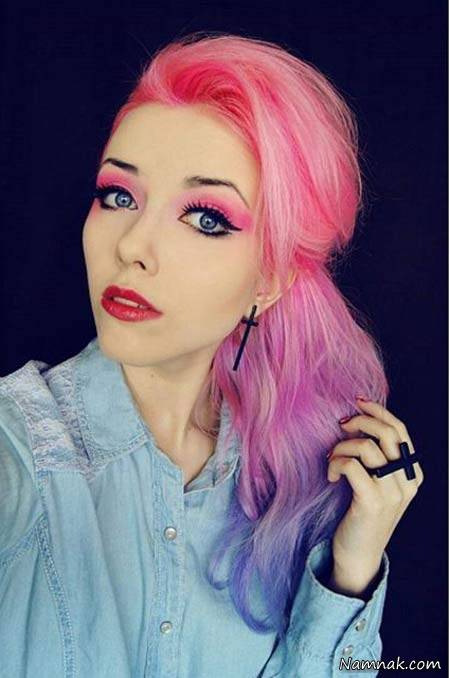 رنگ مو فانتزی بدون دکلره رنگ مو فانتزی بنفش