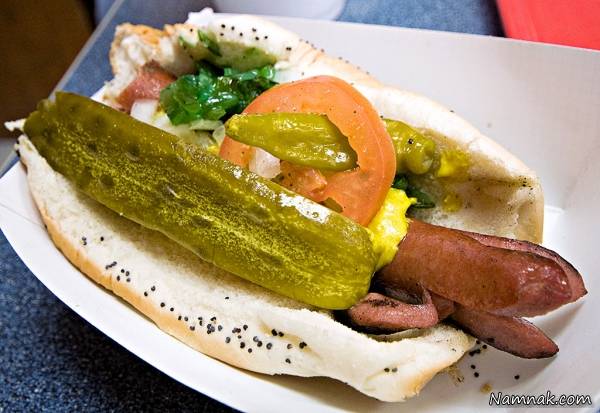 طرز تهیه هات داگ شیکاگو هات داگ شیکاگو