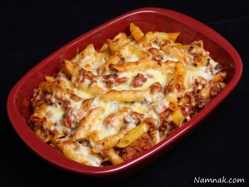 ماکارونی با گوشت و پنیر ماکارونی با گوشت