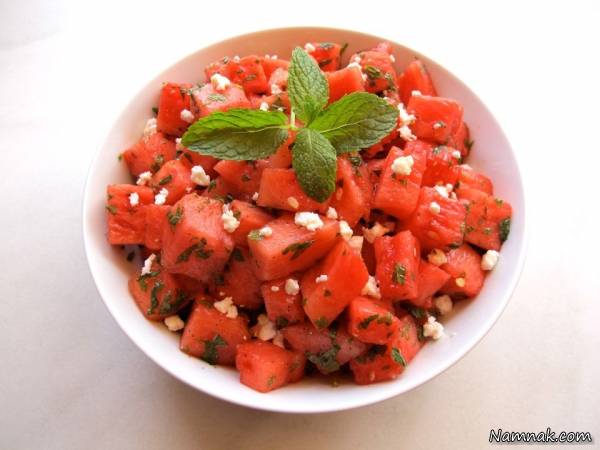 سالاد هندوانه با پنیر کاتیج سالاد هندوانه