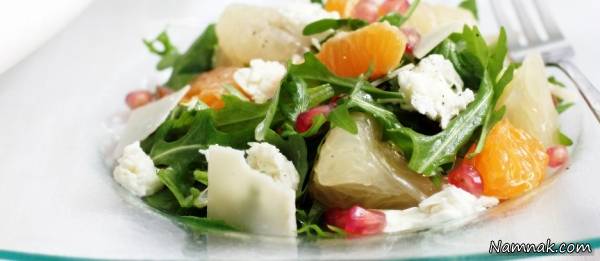 سالاد موزارلا با میوه های زمستانه سالاد میوه زمستانی