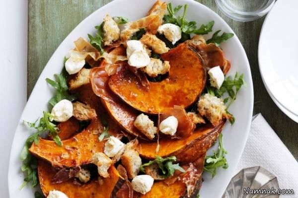 طرز تهیه سالاد گرم کدو تنبل سالاد گرم کدو تنبل