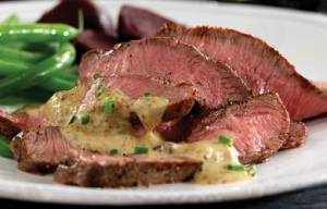 استيک با سس خردل