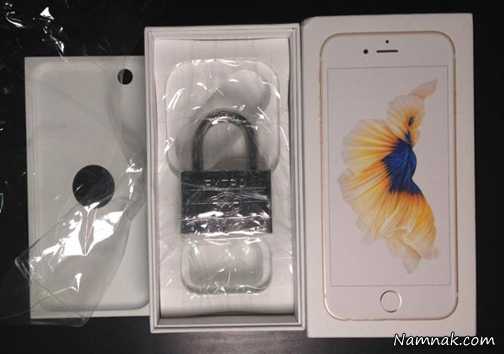 کلاهبرداری در فروش موبایل آیفون 6 پیدا شدن قفل در جعبه آیفون 6