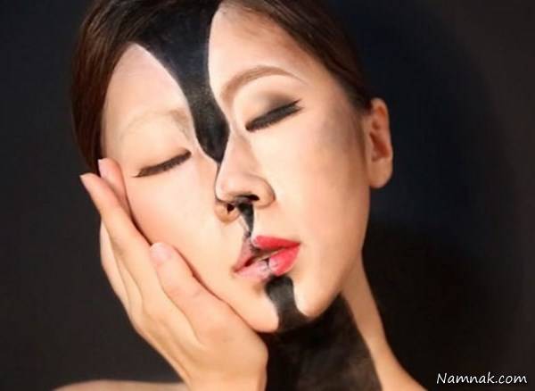 نقاشی روی صورت آرایشگر زن 