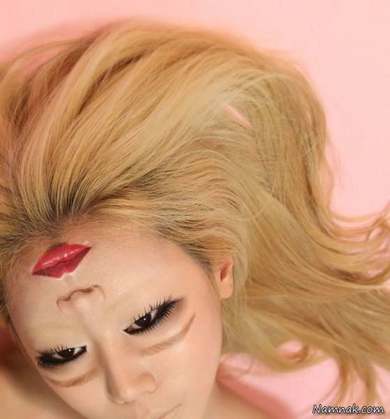 نقاشی روی صورت آرایشگر زن 