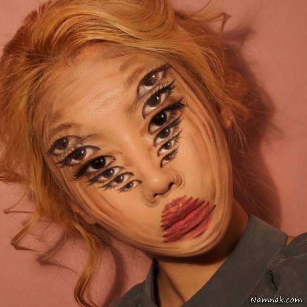 نقاشی روی صورت آرایشگر زن 