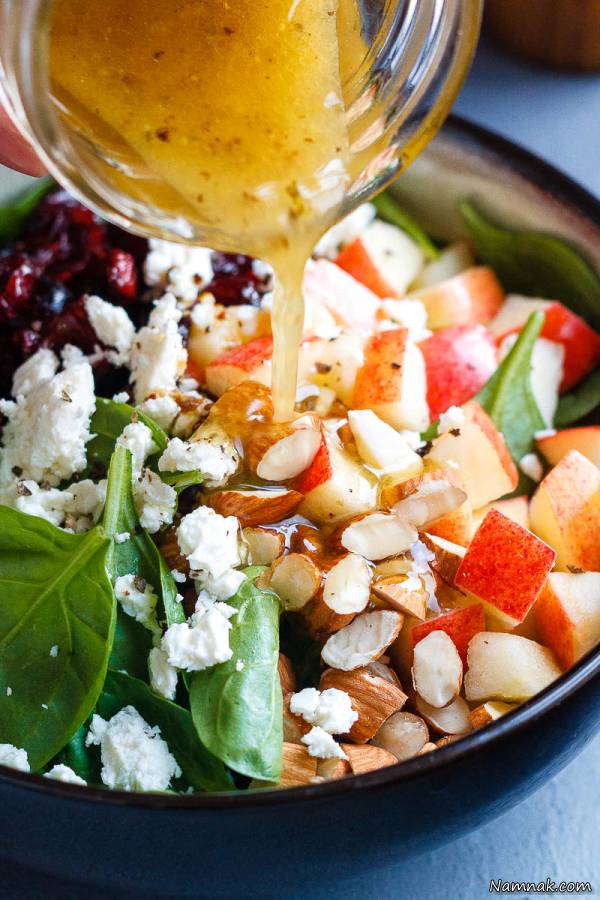 انوع چاشنی سالاد چاشنی سالاد سرکه سیب و عسل