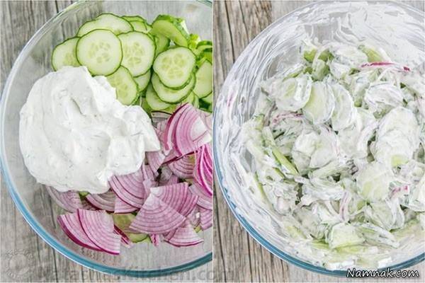 طرز تهیه سالاد ساده سالاد خیار با سس